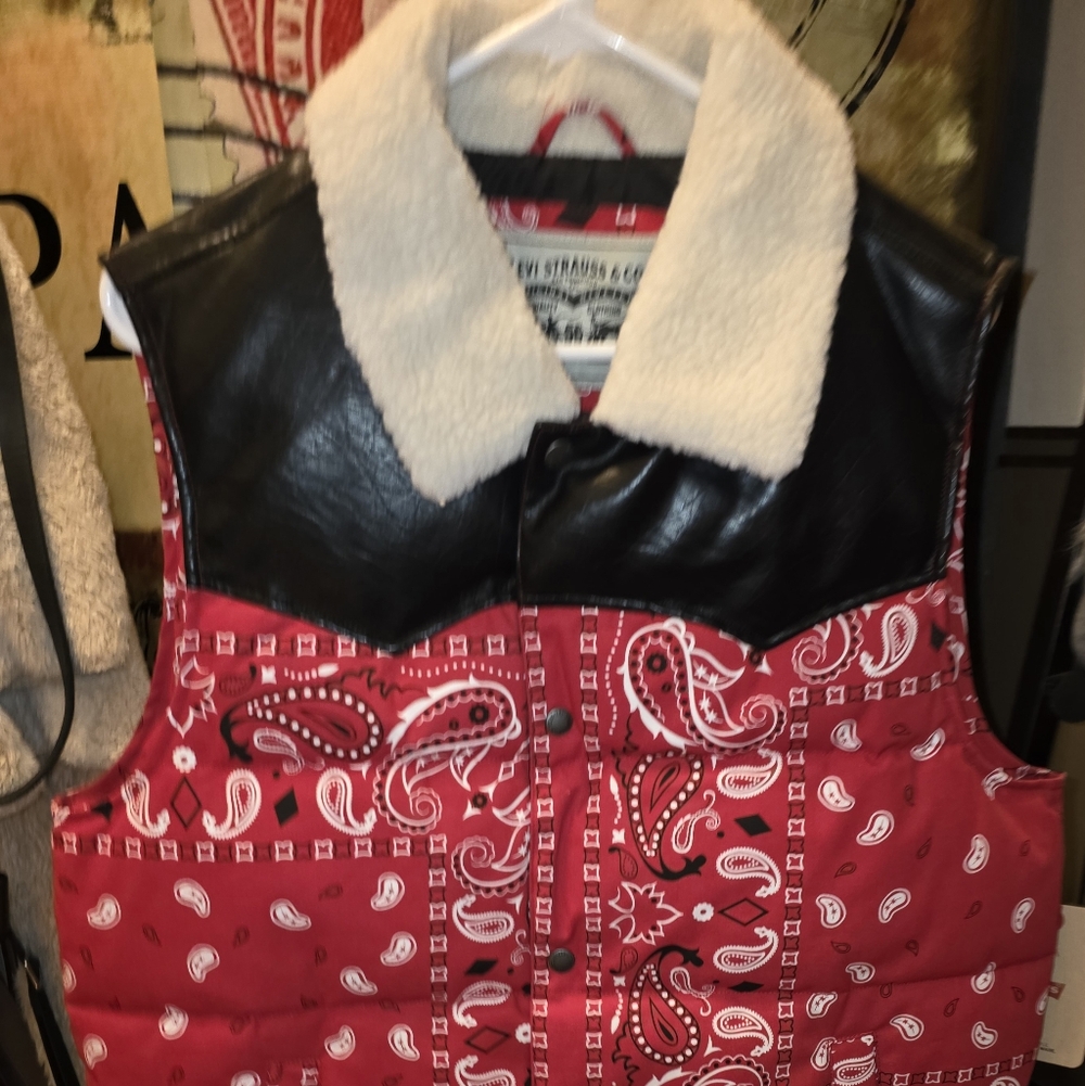 Red and Black Levi's Bandana Vest